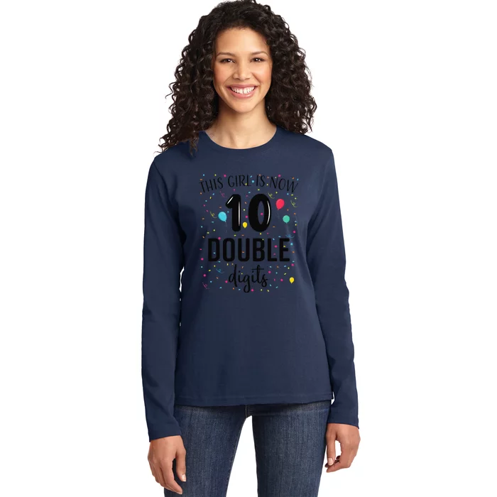 10 Years Birthday 10yr Double Digits 10th Birthday Ladies Long Sleeve Shirt