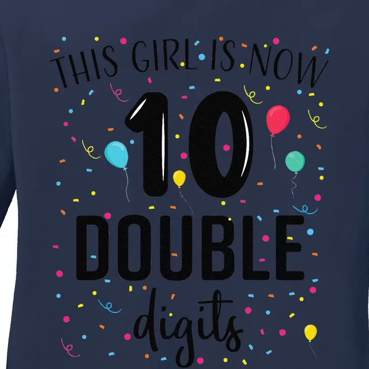 10 Years Birthday 10yr Double Digits 10th Birthday Ladies Long Sleeve Shirt