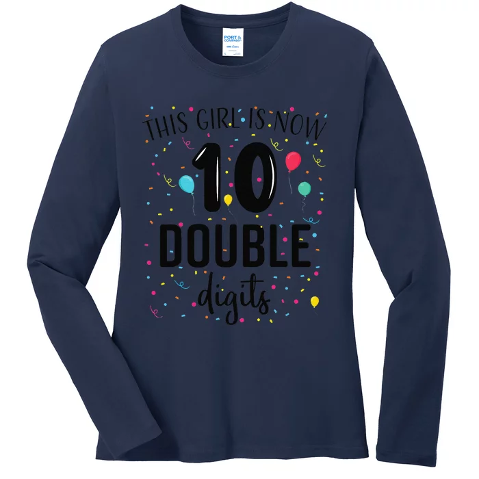 10 Years Birthday 10yr Double Digits 10th Birthday Ladies Long Sleeve Shirt