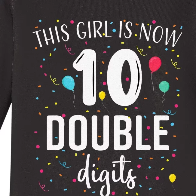 10 Years Birthday 10yr Double Digits 10th Birthday Cute Baby Long Sleeve Bodysuit