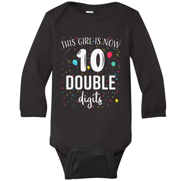 10 Years Birthday 10yr Double Digits 10th Birthday Cute Baby Long Sleeve Bodysuit