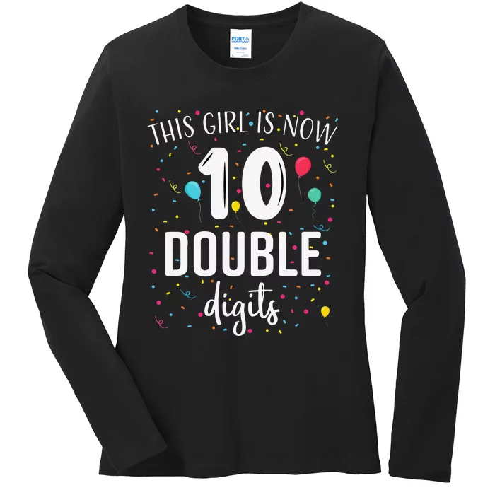 10 Years Birthday 10yr Double Digits 10th Birthday Cute Ladies Long Sleeve Shirt