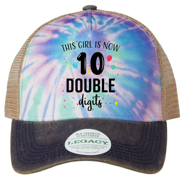 10 Years Birthday 10yr Boy Girl Double Digits 10th Birthday Legacy Tie Dye Trucker Hat