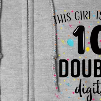 10 Years Birthday 10yr Boy Girl Double Digits 10th Birthday Full Zip Hoodie