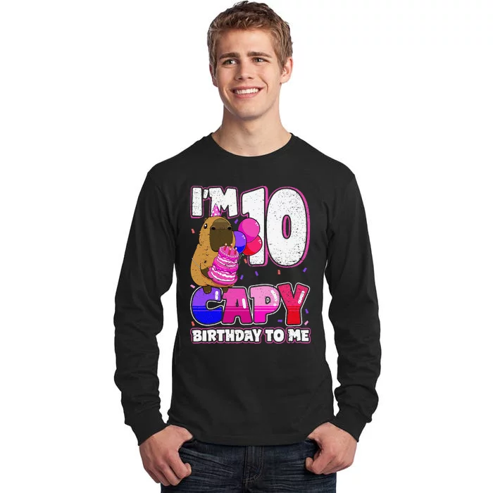 10 Years Capy Birthday To Me 10th Birthday Capybara Tall Long Sleeve T-Shirt