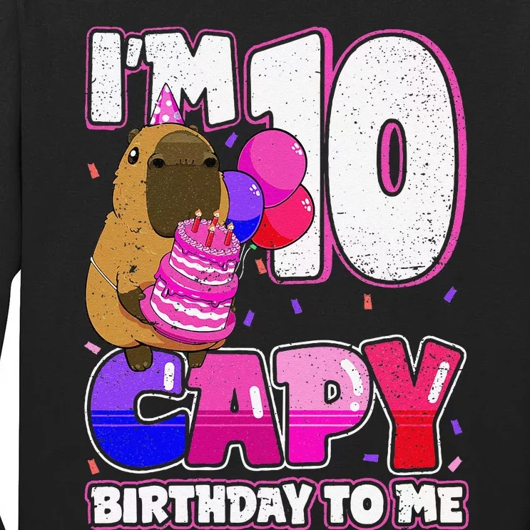 10 Years Capy Birthday To Me 10th Birthday Capybara Tall Long Sleeve T-Shirt