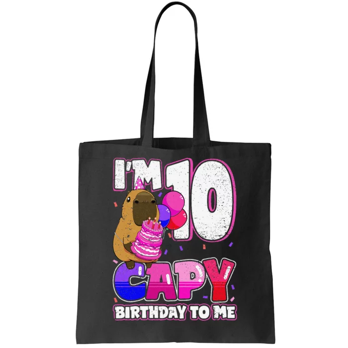 10 Years Capy Birthday To Me 10th Birthday Capybara Tote Bag