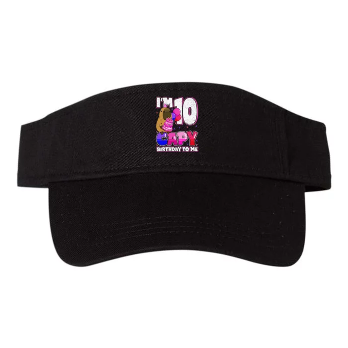 10 Years Capy Birthday To Me 10th Birthday Capybara Valucap Bio-Washed Visor