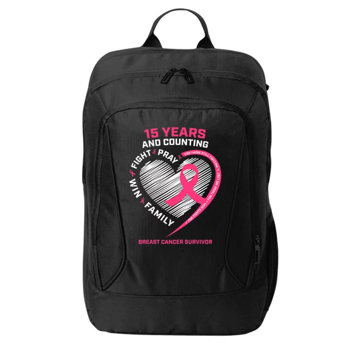 15 Years Cancer Free Gifts 15 Year Breast Cancer Survivor City Backpack