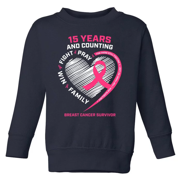 15 Years Cancer Free Gifts 15 Year Breast Cancer Survivor Toddler Sweatshirt