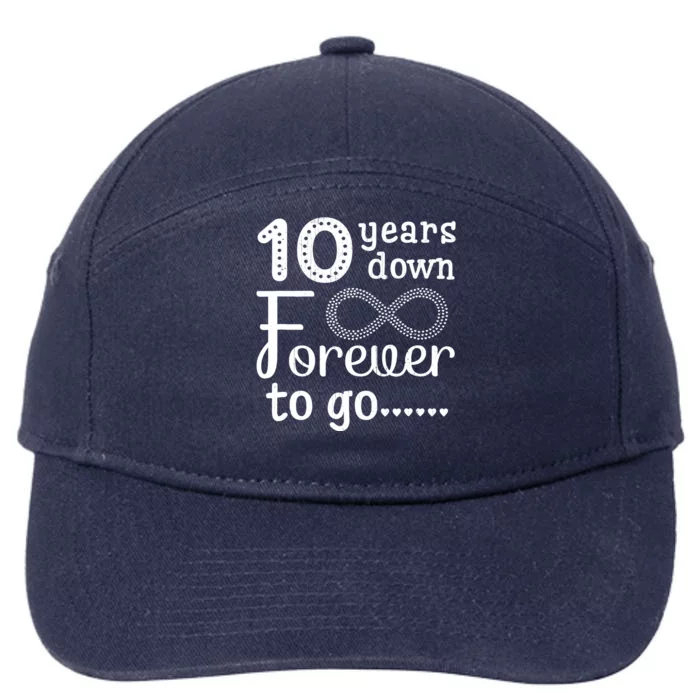 10 Years Down Forever To Go Cute 10th Wedding Anniversary 7-Panel Snapback Hat