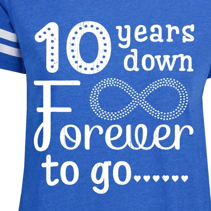 10 Years Down Forever To Go Cute 10th Wedding Anniversary Enza Ladies Jersey Football T-Shirt