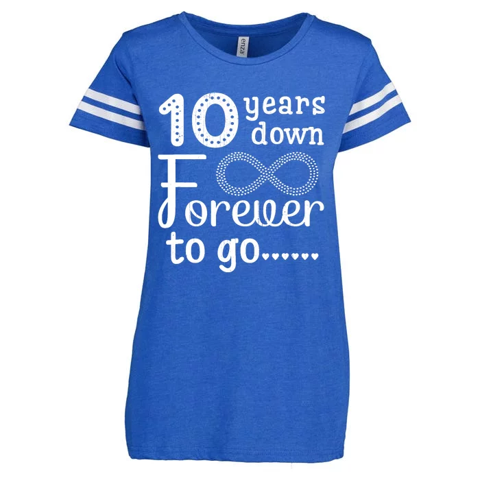 10 Years Down Forever To Go Cute 10th Wedding Anniversary Enza Ladies Jersey Football T-Shirt