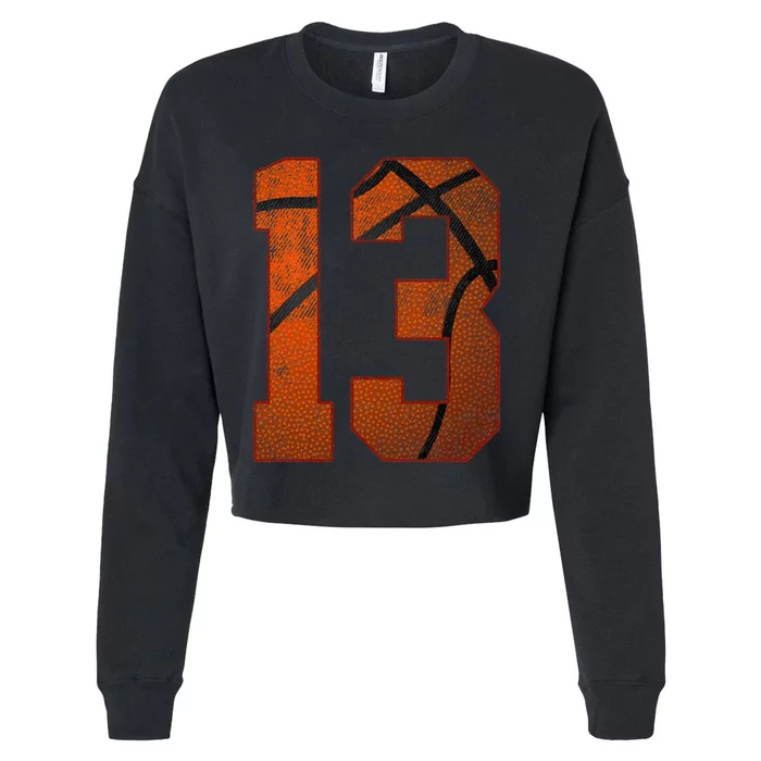 13 Year Old Happy 13th Birthday Basketball 13th Birthday Cropped Pullover Crew