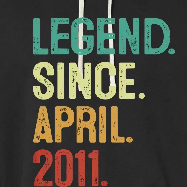 12 Years Old Legend Since April 2011 12th Birthday Garment-Dyed Fleece Hoodie