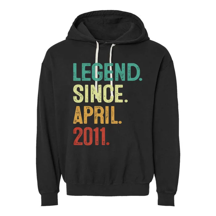 12 Years Old Legend Since April 2011 12th Birthday Garment-Dyed Fleece Hoodie