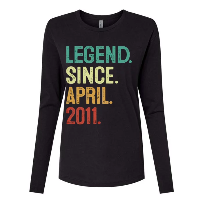 12 Years Old Legend Since April 2011 12th Birthday Womens Cotton Relaxed Long Sleeve T-Shirt