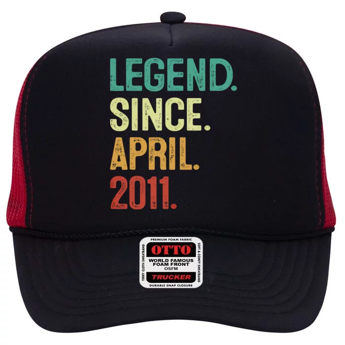 12 Years Old Legend Since April 2011 12th Birthday High Crown Mesh Trucker Hat