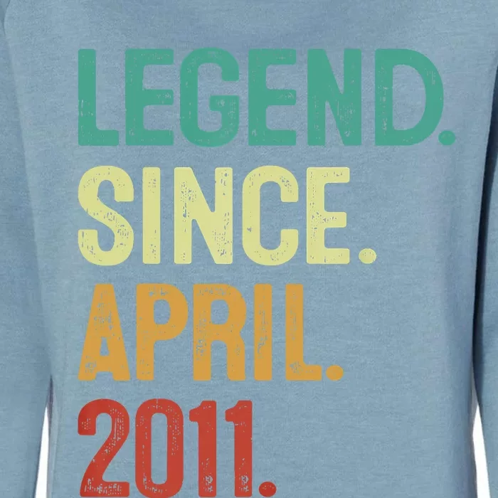 12 Years Old Legend Since April 2011 12th Birthday Womens California Wash Sweatshirt