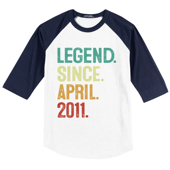 12 Years Old Legend Since April 2011 12th Birthday Baseball Sleeve Shirt