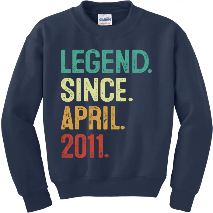 12 Years Old Legend Since April 2011 12th Birthday Kids Sweatshirt