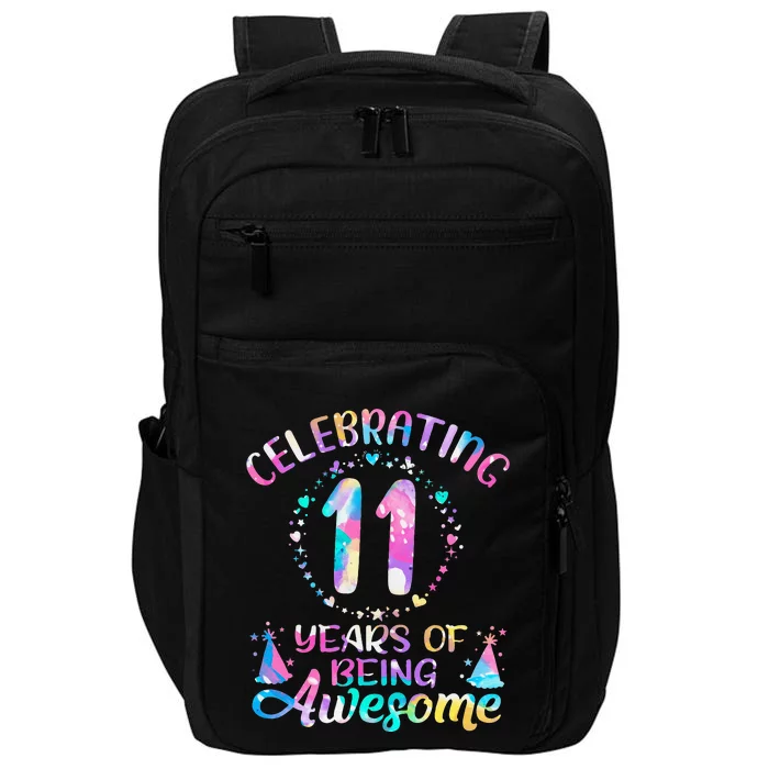 11 Years of Being Awesome 11 Years Old 11th Birthday Tie Dye Impact Tech Backpack