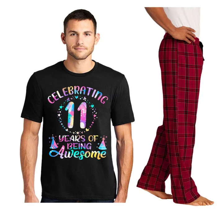 11 Years of Being Awesome 11 Years Old 11th Birthday Tie Dye Pajama Set