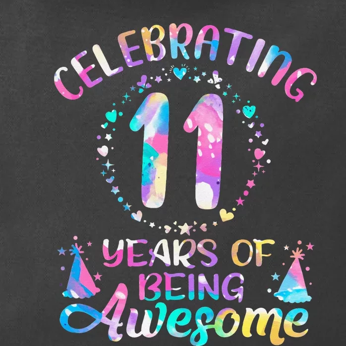 11 Years of Being Awesome 11 Years Old 11th Birthday Tie Dye Zip Tote Bag