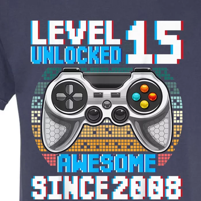 15 Year Old Gamer Boy Since 2008 15th Birthday Present Gifts Gaming Garment-Dyed Heavyweight T-Shirt