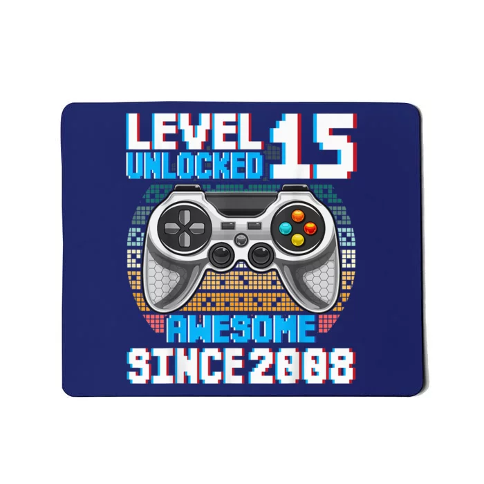 15 Year Old Gamer Boy Since 2008 15th Birthday Present Gifts Gaming Mousepad