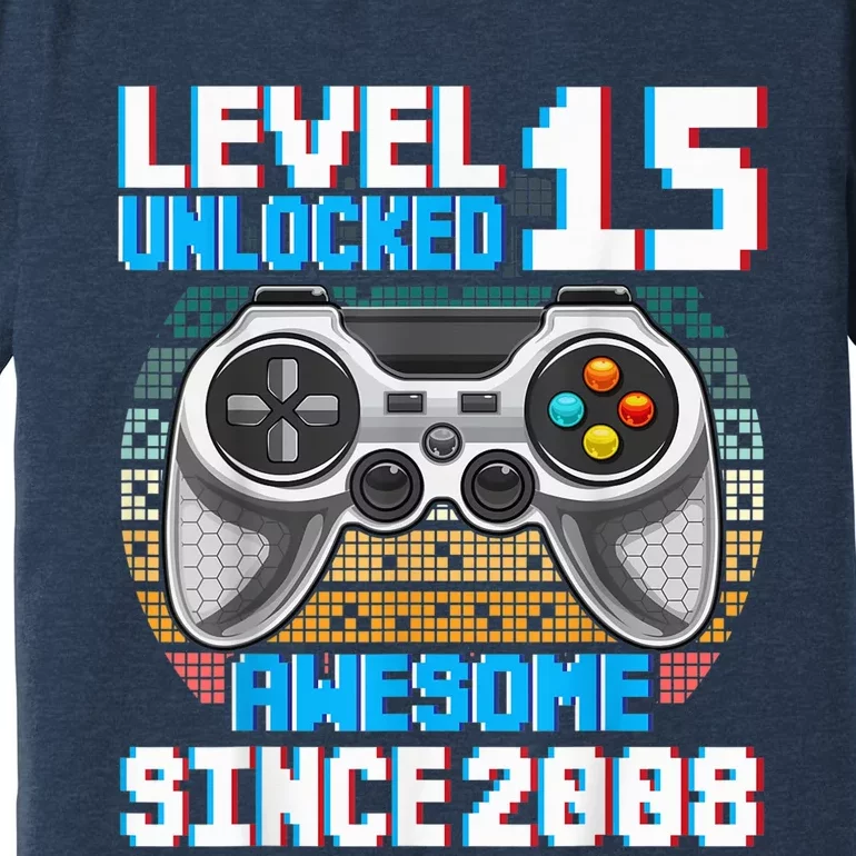 15 Year Old Gamer Boy Since 2008 15th Birthday Present Gifts Gaming Premium T-Shirt