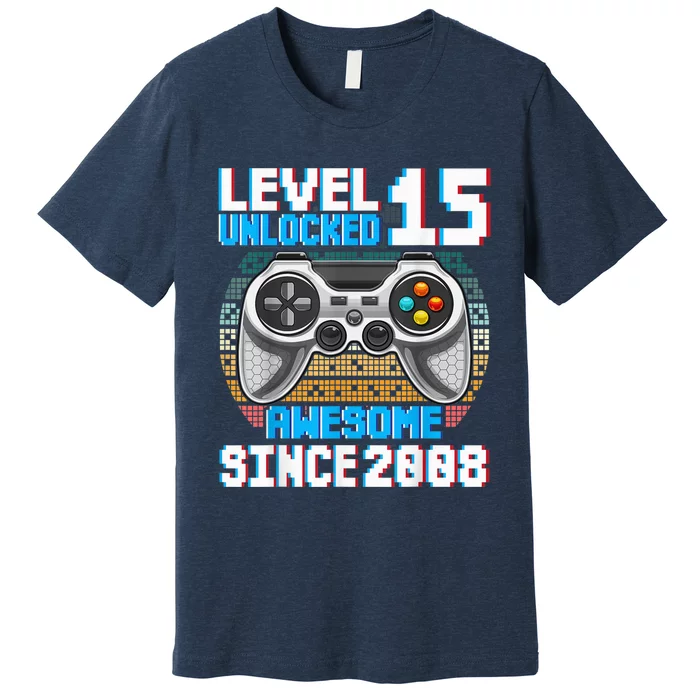 15 Year Old Gamer Boy Since 2008 15th Birthday Present Gifts Gaming Premium T-Shirt