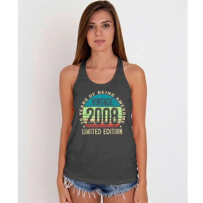 15 Year Old Gift Boy Girl Teen Vintage 2008 15th Birthday Women's Knotted Racerback Tank