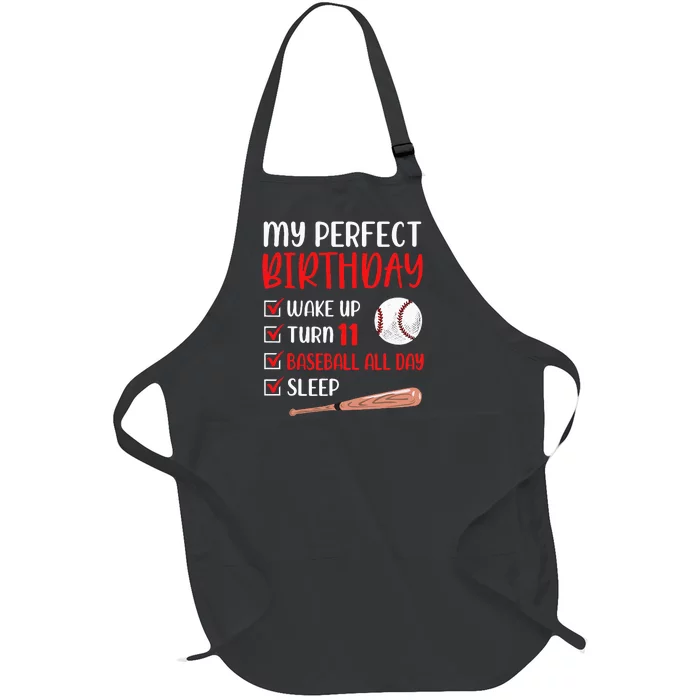 11 Year Old Baseball Birthday Party 11th Boy Eleven Player Full-Length Apron With Pocket