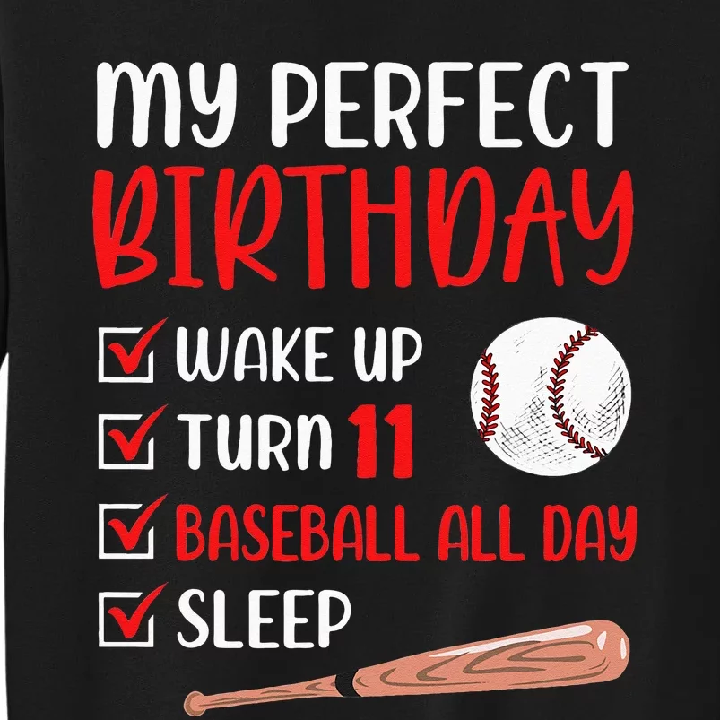 11 Year Old Baseball Birthday Party 11th Boy Eleven Player Tall Sweatshirt