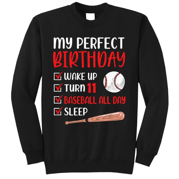 11 Year Old Baseball Birthday Party 11th Boy Eleven Player Tall Sweatshirt