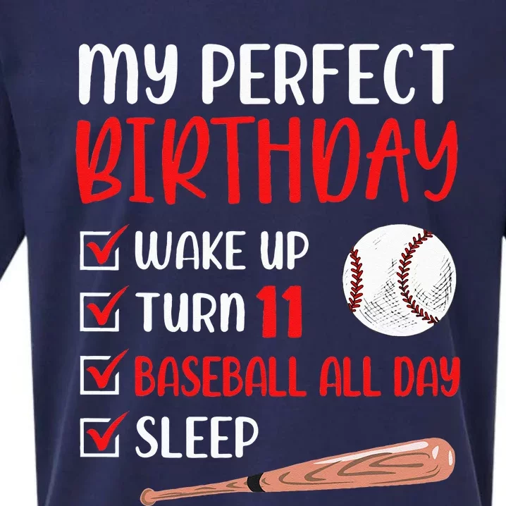 11 Year Old Baseball Birthday Party 11th Boy Eleven Player Sueded Cloud Jersey T-Shirt