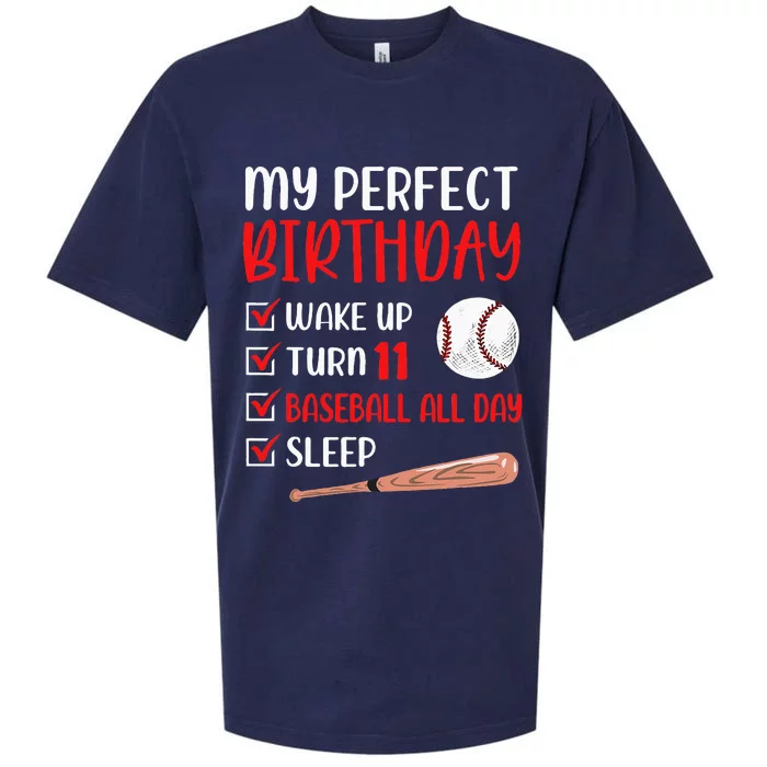 11 Year Old Baseball Birthday Party 11th Boy Eleven Player Sueded Cloud Jersey T-Shirt