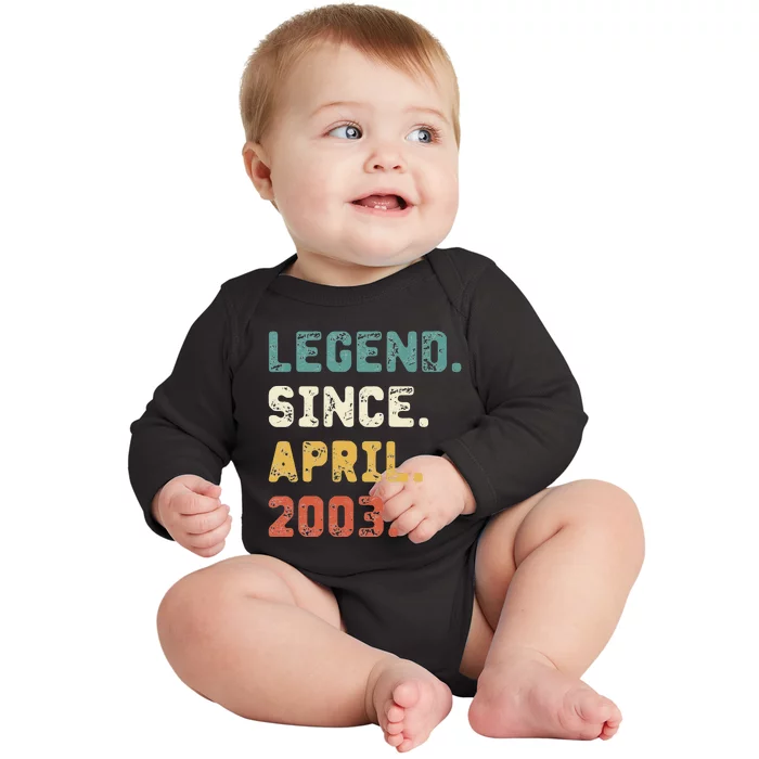 19 Years Old Gifts Legend Since April 2003 19th Birthday Baby Long Sleeve Bodysuit