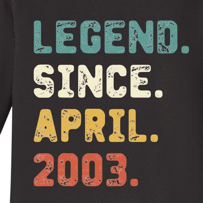 19 Years Old Gifts Legend Since April 2003 19th Birthday Baby Long Sleeve Bodysuit