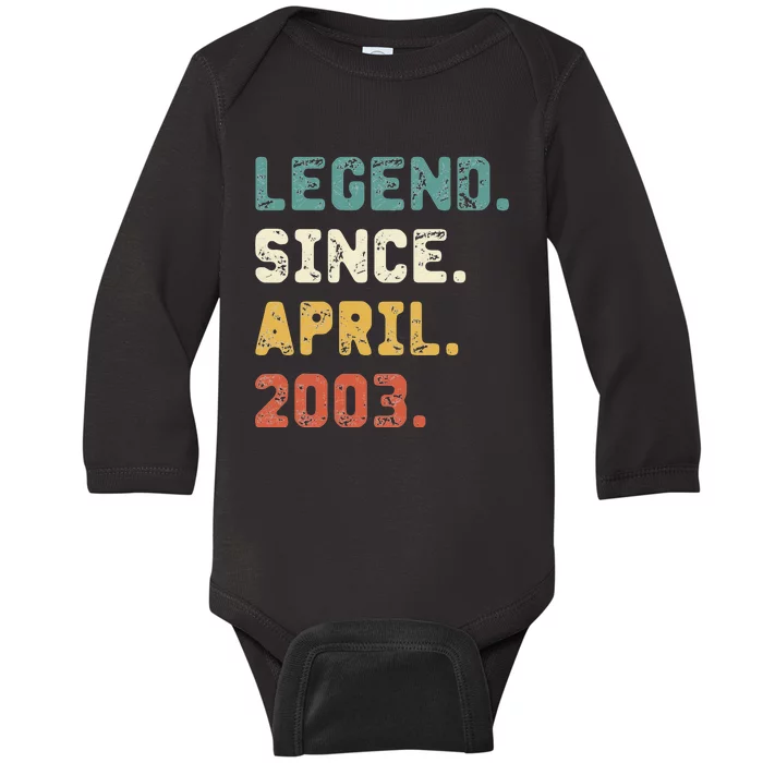 19 Years Old Gifts Legend Since April 2003 19th Birthday Baby Long Sleeve Bodysuit