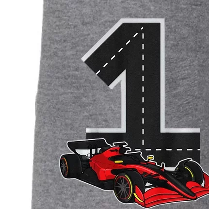 1 Years Old Race Track Number Racing Car Birthday Doggie 3-End Fleece Hoodie