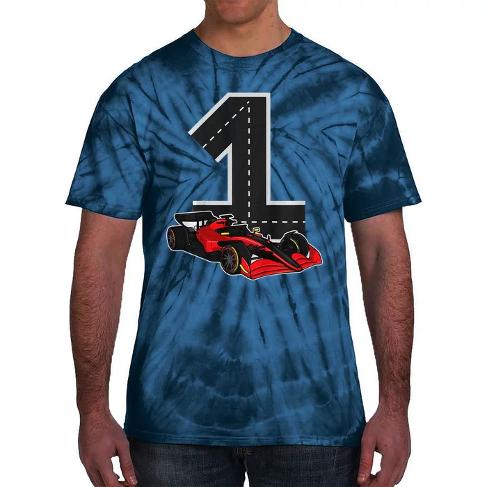 1 Years Old Race Track Number Racing Car Birthday Tie-Dye T-Shirt