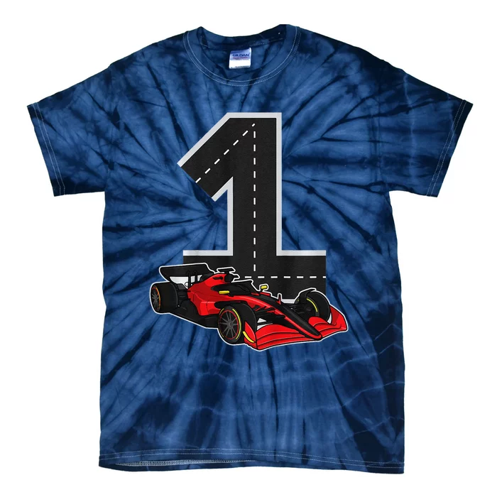 1 Years Old Race Track Number Racing Car Birthday Tie-Dye T-Shirt