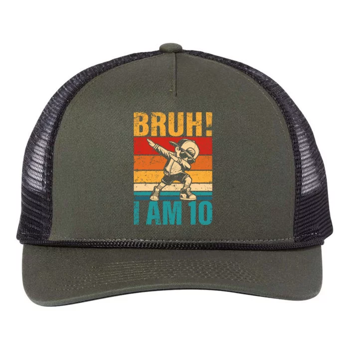 10 Year Old Birthday Dabbing Boy Bruh ItS My 10th Birthday Retro Rope Trucker Hat Cap