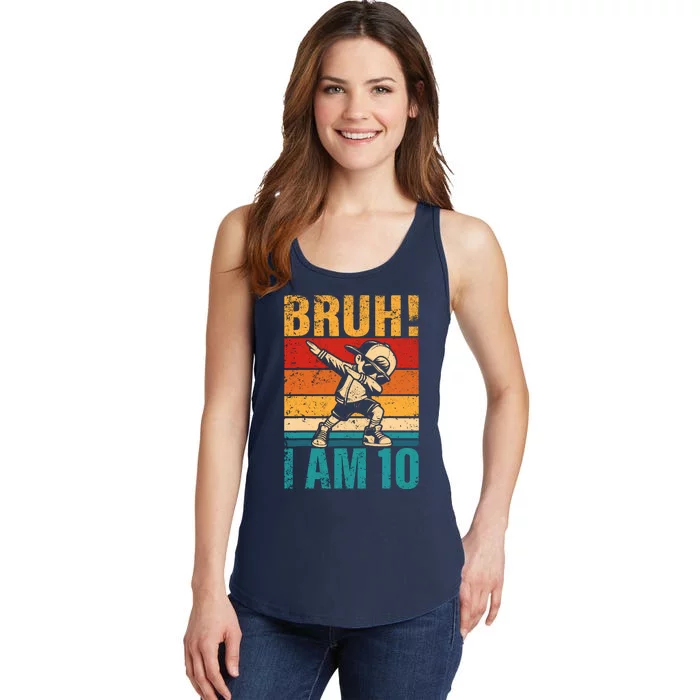 10 Year Old Birthday Dabbing Boy Bruh ItS My 10th Birthday Ladies Essential Tank