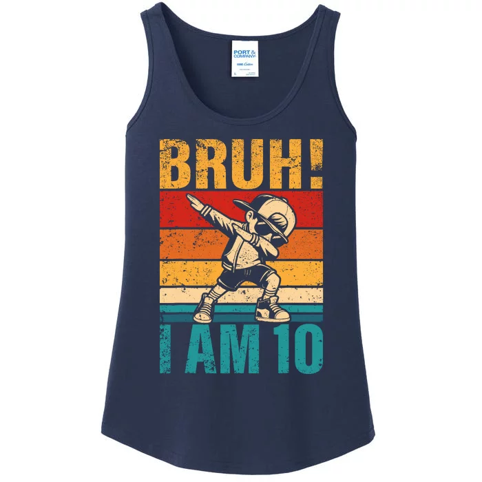 10 Year Old Birthday Dabbing Boy Bruh ItS My 10th Birthday Ladies Essential Tank