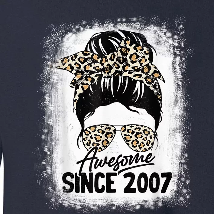 15 Years Old Awesome Since 2007 Leopard 15th Birthday Toddler Sweatshirt