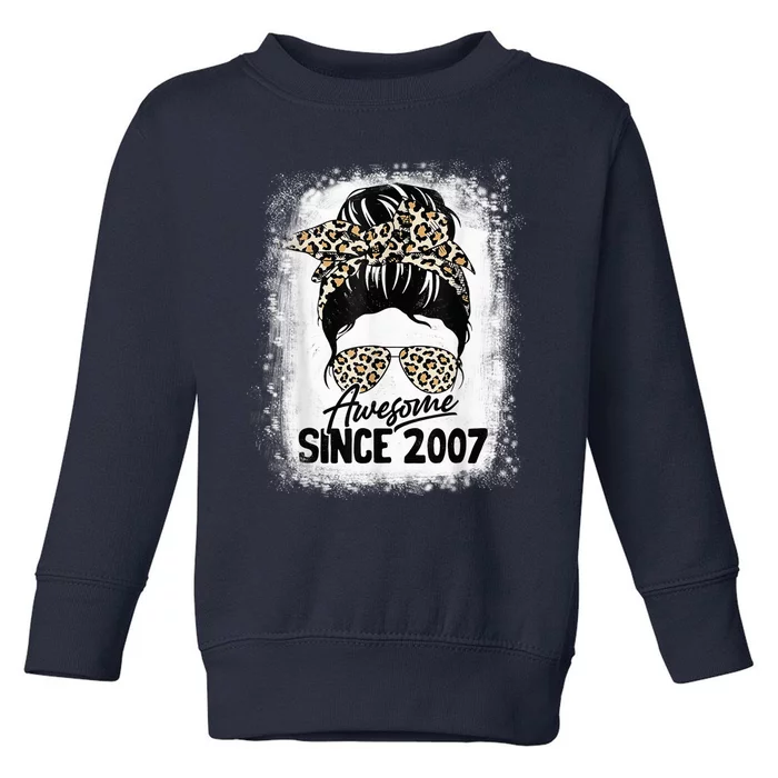 15 Years Old Awesome Since 2007 Leopard 15th Birthday Toddler Sweatshirt