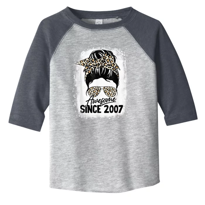 15 Years Old Awesome Since 2007 Leopard 15th Birthday Toddler Fine Jersey T-Shirt